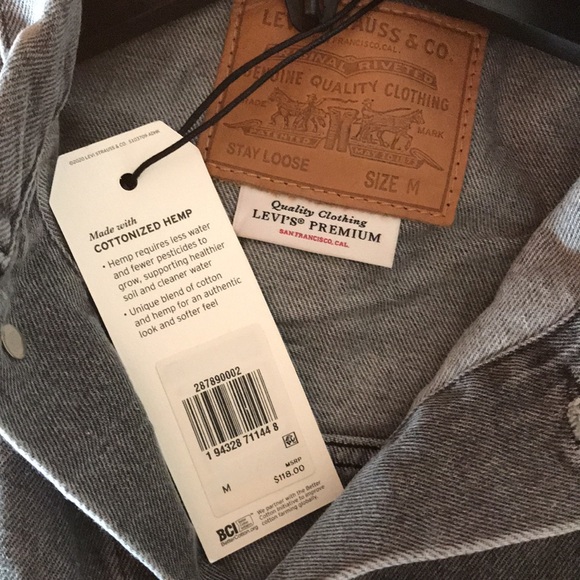 Levi’s Trucker Jean Jacket Grey Cottonized Hemp NWT - Picture 7 of 10